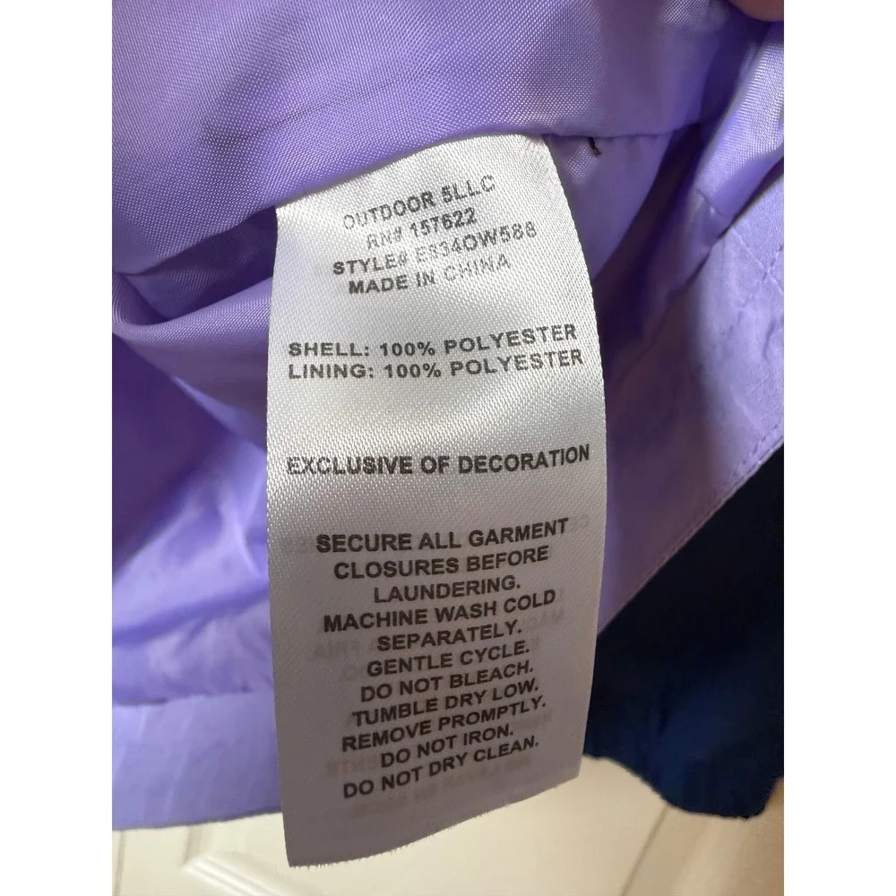 Eddie‎ Bauer Kids Blue Purple Colorblock Hooded Windbreaker Jacket L 14/16
